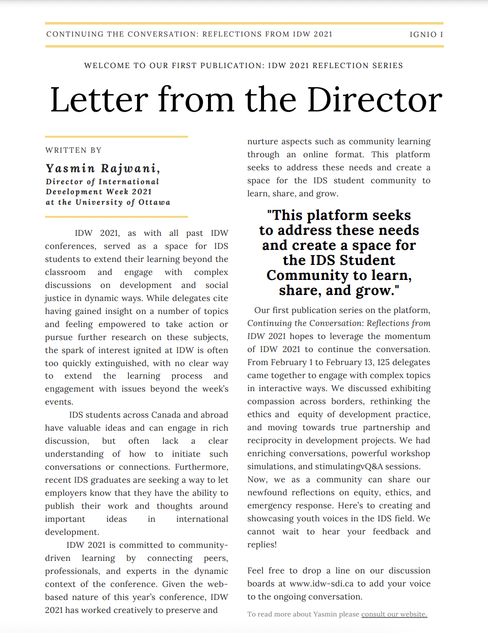 Letter from the Director