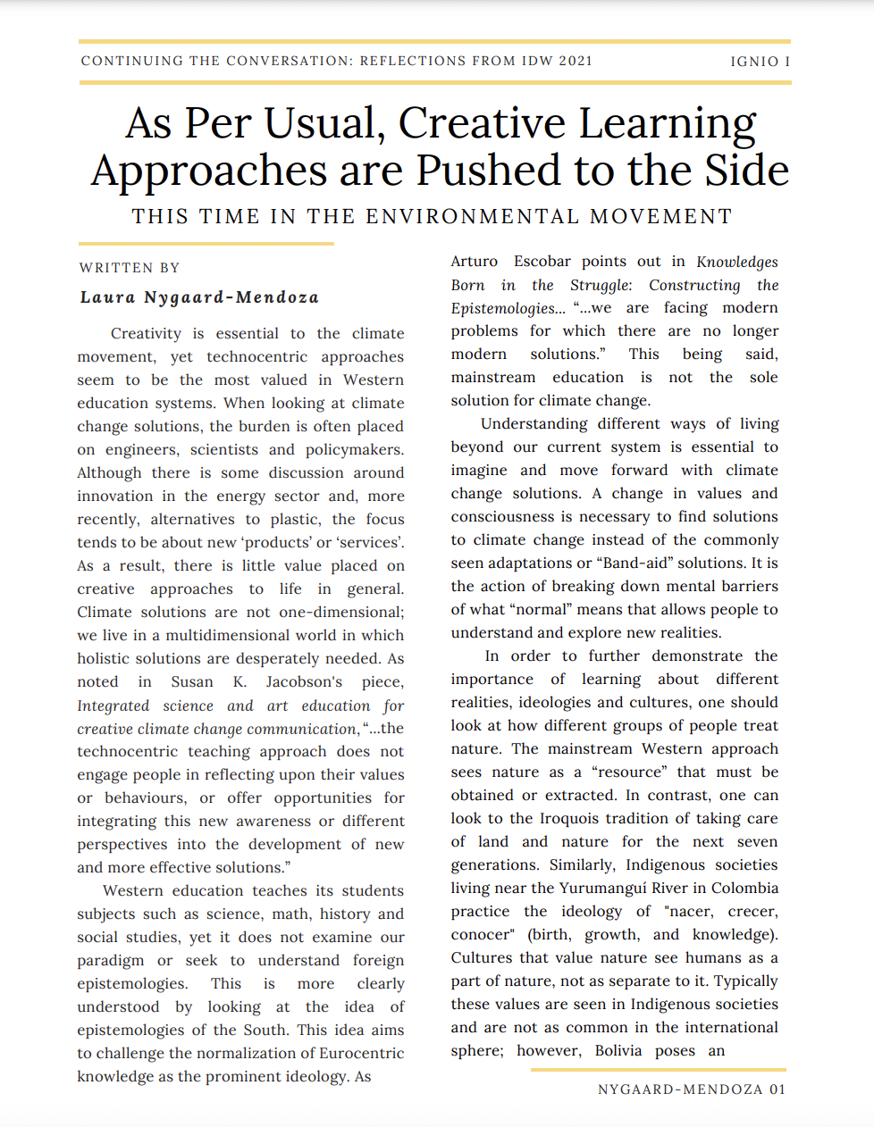 As Per Usual, Creative Learning Approaches are Pushed to the Side – This time in the Environmental Movement