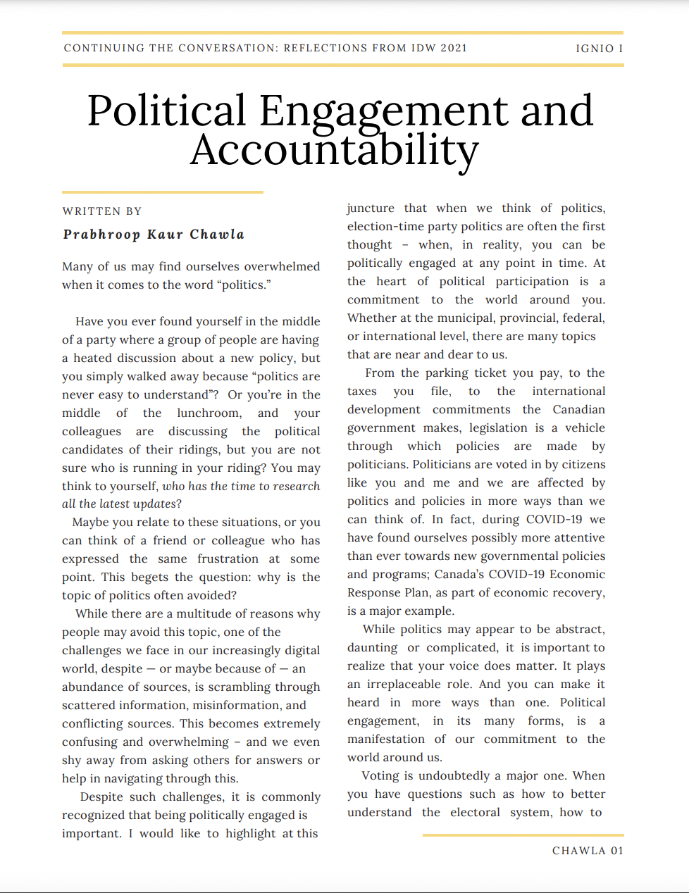 Political Engagement and Accountability